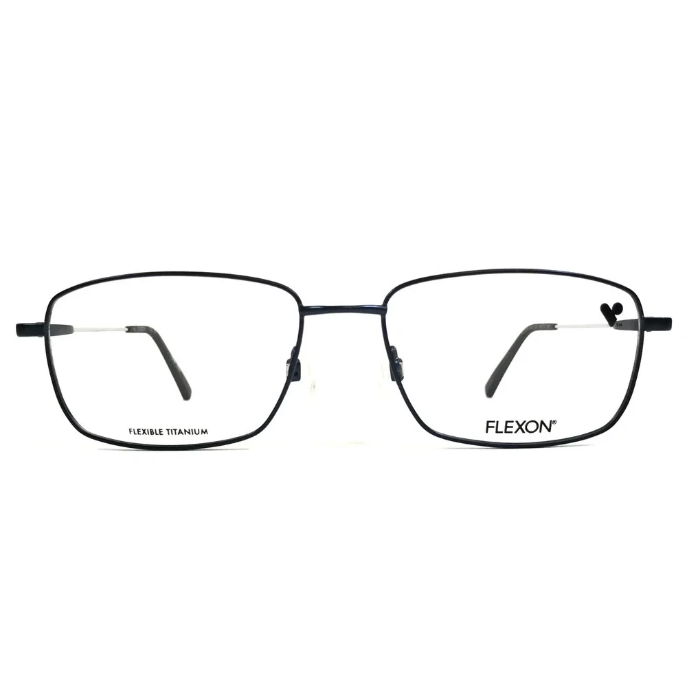 Flexon Eyeglasses Frames H6001 413 Midnight Navy Blue Silver Wire Rim 55-17-145